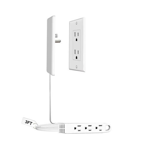 CABOCASA power strip side profile showing flat plug