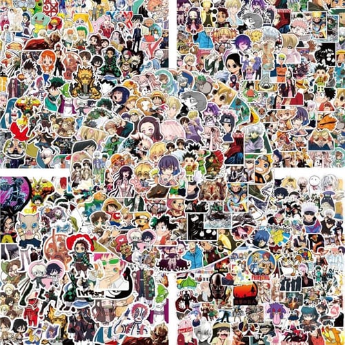 Jujutsu Kaisen stickers applied to laptop and bottle