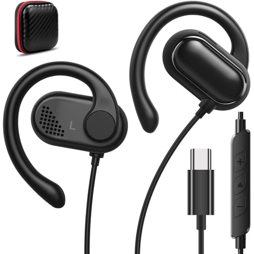 Earbuds shown with iPhone compatibility