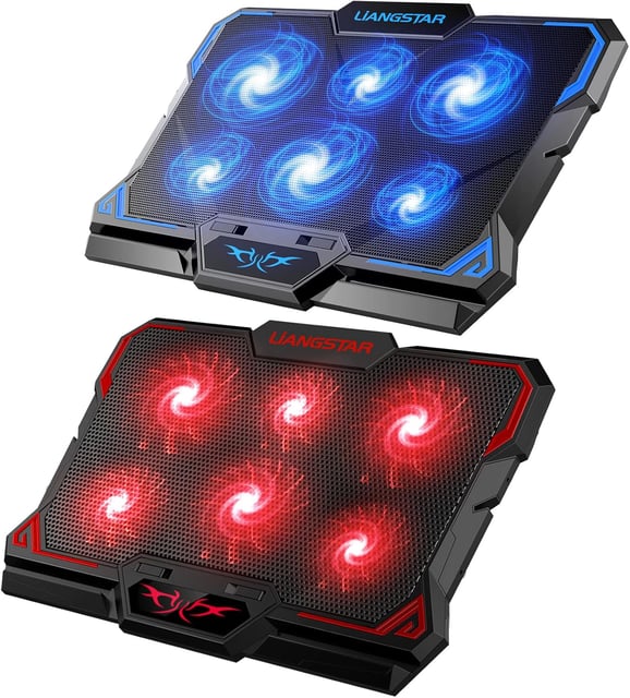 LIANGSTAR Laptop Cooling Pad, Laptop Cooler with 6 Quiet Fans for 12-17 Inch Notebook Gaming Fan Stable Stand, 7 Height & Wind Speed Adjustable, 2 USB Port & Phone Holder (Black) - product photo 4 of 5