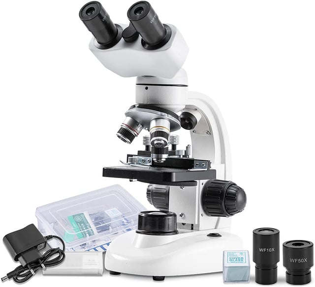 Woehrsh Compound Microscope Kit with WF10x and WF25x Eyepieces, Slides for Students, Home School Lab - product photo 5 of 5
