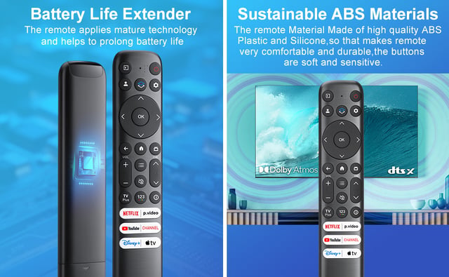 Only for TCL-Google-TV-Remote-Control Replacement,RC813 Compatible with TCL QM8/QM7/Q7/Q6/Q5/S5/S4/S3 4K UHD HDR LED QLED QD-Mini LED Full-HD Smart TVs(Pack of 2) - product photo 5 of 5