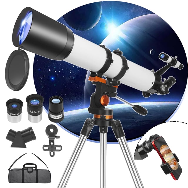 Hawkko Telescope for Adults & Kids, 80mm Aperture 600mm High Powered Telescope for Astronomy Beginners - Refractor Telescopes with AZ Tripod, Phone Adapter and Portable Bag for Moon Observation - product photo 2 of 5