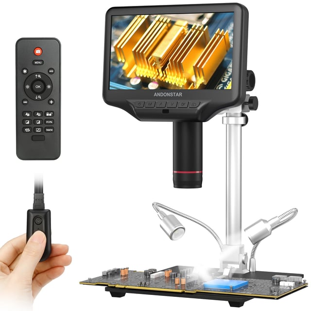 Andonstar AD407 Pro 3D HDMI Soldering Digital Microscope with Pro Metal Stand 4MP UHD and 7 inch Adjustable LCD Screen USB Video Microscopes for Phone Repairing SMT SMD DIY - product photo 5 of 5