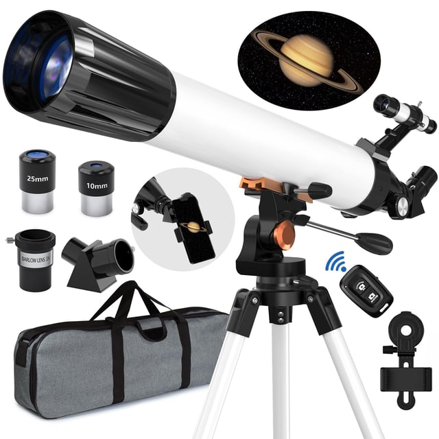 HUGERSTAR Telescope, Telescope for Adults High Powered, 90mm Aperture 800mm Professional Refractor Telescopes for Adults Astronomy Beginners with AZ Mount Stainless Tripod, Carry Bag and Moon Filter - product photo 2 of 5