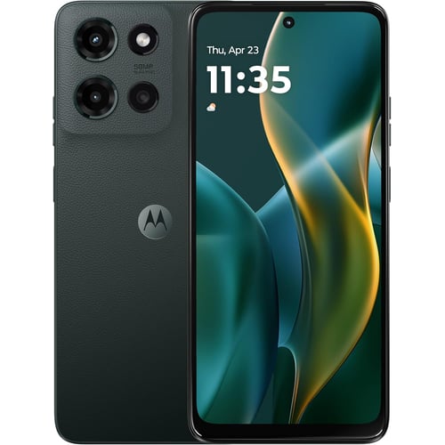 Moto G 2025 Forest Gray front and back view