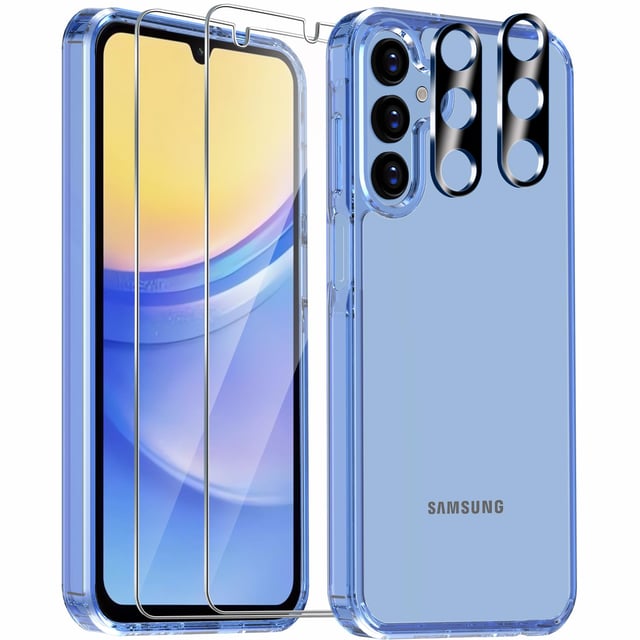 Wiaocit 3 Pack Screen Protector for Samsung Galaxy A15 5G with 3 Pack Tempered Glass Camera Lens Protector, 9H Hardness Military Grade Shatterproof Full Coverage Screen Protector, Easy Installation - product photo 5 of 5