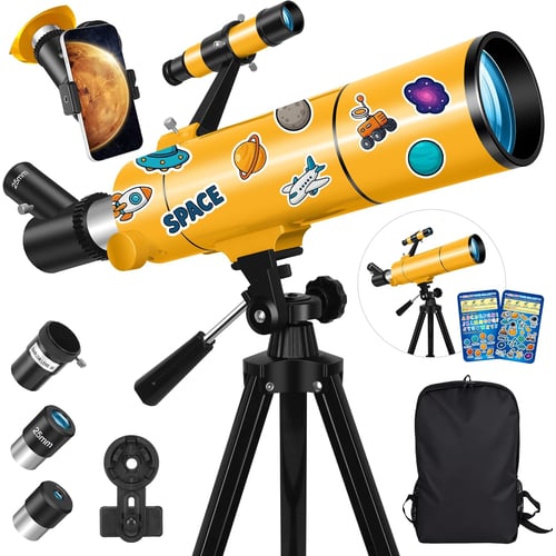 MEEZAA 80mm Refractor Telescope complete kit with tripod and backpack