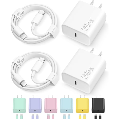 USB-C iPhone charger block with 6ft cable