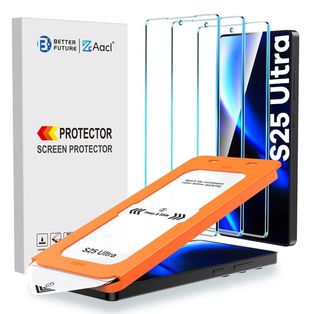 firtstnow 3 Pack Glass Screen Protector for Samsung Galaxy S25 Ultra [6.9 inch] + 3 Pack Camera Lens Protector, 9H Tempered Glass, Fingerprint Unlock, HD Clear Case Friendly Anti-Scratch - product photo 2 of 5