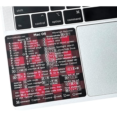 Synerlogic Mac OS Keyboard Shortcut Stickers Buffalo Plaid 10-pack