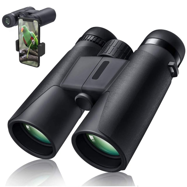 10X42 Professional Binoculars with Smartphone Adapter, Compact Waterproof Low Night Vision Binoculars for Adult Birds Watching Hunting Concert Travel - product photo 2 of 5