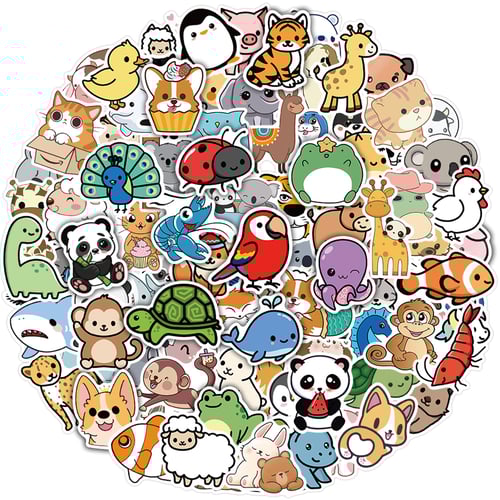 Close-up of kawaii animal sticker designs and variety