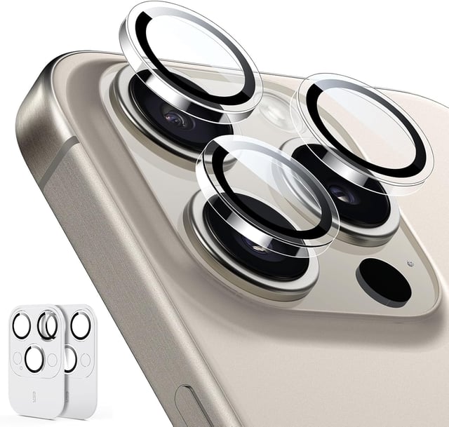ESR 2 Pack Camera Lens Protector for iPhone 15 Pro Max/15 Pro/14 Pro Max/14 Pro, Ultra-tough HD Individual Lens Protectors, Scratch Resistant, Ultra-thin Tempered Glass, Armorite Series, Clear - product photo 5 of 5