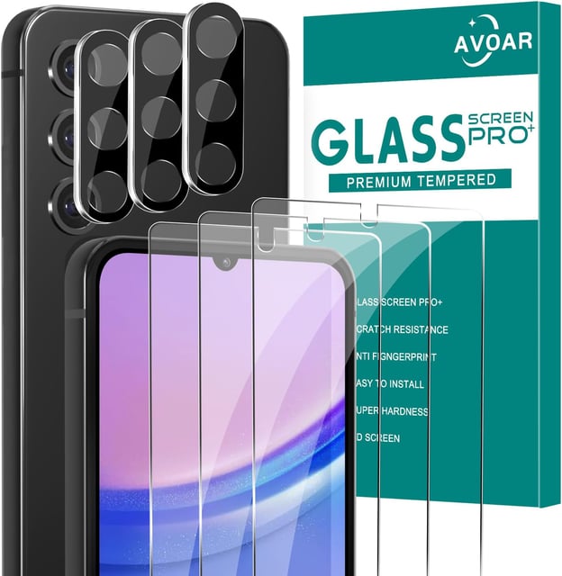 Wiaocit 3 Pack Screen Protector for Samsung Galaxy A15 5G with 3 Pack Tempered Glass Camera Lens Protector, 9H Hardness Military Grade Shatterproof Full Coverage Screen Protector, Easy Installation - product photo 4 of 5