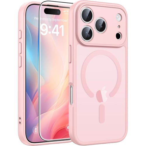 FNTCASE iPhone 17 Pro Max Light Pink translucent matte case front view