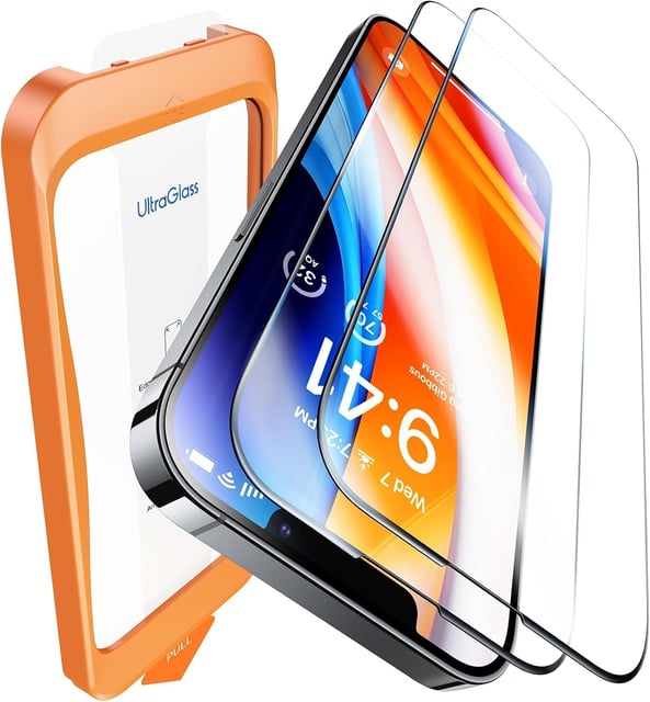 UltraGlass UNBREAK TOP 9H+ Armor for iPhone 15 Screen Protector [No.1 Military Grade Shatterproof] Screen Protector iPhone 15 Tempered Glass 6.1" [Longest Durable] OneStep Auto-Install, 2 Pack - product photo 5 of 5