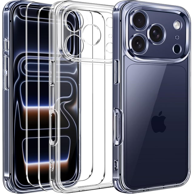 ivoler 3-in-1 Clear Case Designed for iPhone Air 6.5" 2025 with 2 Pack Tempered Glass Screen Protector, Military Shockproof Hard Back Slim for iPhone 17 Air Cover - Clear - product photo 3 of 5