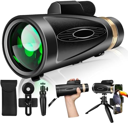 Monocular Telescope 80x100 High Power with Smartphone Adapter Tripod,Larger Vision Monoculars for Adults with BAK4 Prism & FMC Lens, Suitable for Bird Watching Hunting Hiking Camping Wildlife-Green - product photo 5 of 5