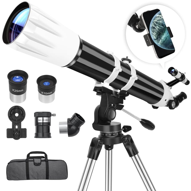 MEEZAA Telescope, Telescope for Adults High Powered, 90mm Aperture 550mm Portable Professional Refractor Telescopes for Kids & Astronomy Beginners with Tripod, Phone Adapter, Carry Bag & Moon Filter - product photo 4 of 5
