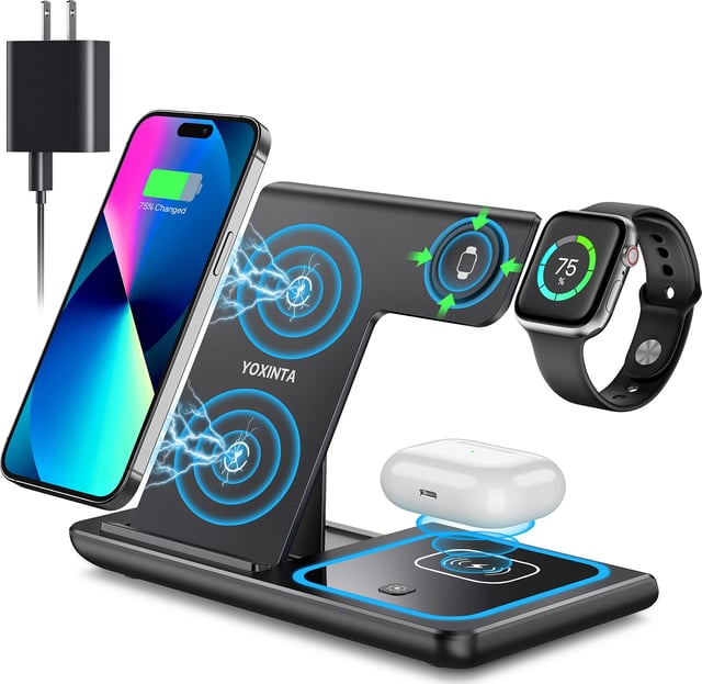 Travel Essentials for Apple Watch Charger,iPhone Charger,3 in 2 Type C/Lightning/Magnetic Fast Charging Cable Docks,Multi Charging Cable Portable Designed for iWatch Series,iPhone 17-11,S26,Car-4FT - product photo 4 of 5
