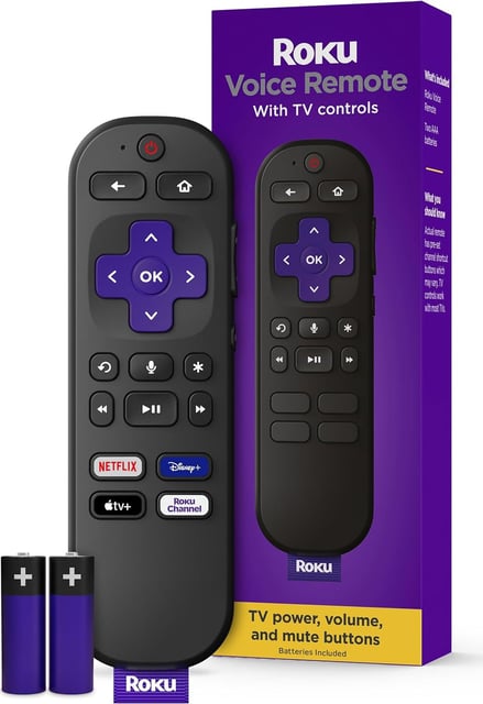 Roku Voice Remote | Replacement TV Remote Control with Voice Control, Simple Setup, & Pre-Set App Shortcuts - Compatible with Roku TV, Players, & Audio Devices