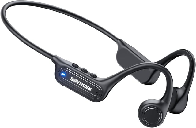 Soynoen Bone Conduction Headphones, Bluetooth 6.0 Wireless Open Ear Headphones with Mic, IP56 Waterproof Running Headphones, 10-Hour Playtime for Cycling, Hiking, Running and Workout