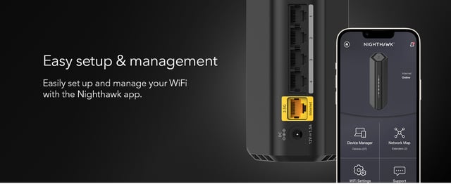 NETGEAR Nighthawk Dual-Band WiFi 7 Router (RS90) – Router Only, BE3600 Wireless Speed (up to 3.6 Gbps) - Covers up to 2,000 sq. ft., 50 Devices – 2.5 Gig Internet Port - Free Expert Help - product photo 4 of 5