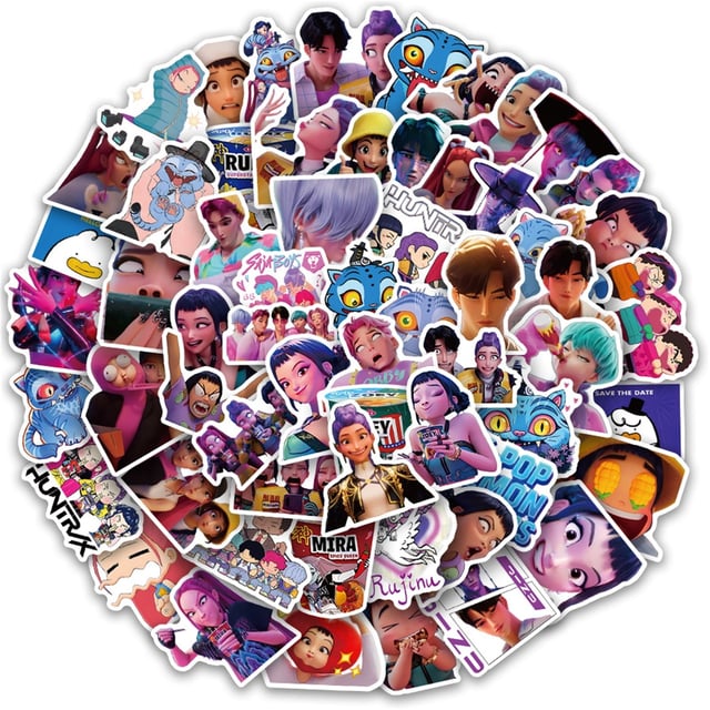 Demon Movie Hunters Stickers,74PCS Korean Idol Anime Style Stickers for Water Bottles,Waterproof Vinyl Decal for Teen Girl Adult Laptop Skateboard Phone Case Guitar Travel Case Bike Notebook - product photo 2 of 5
