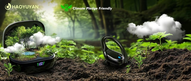 HAOYUYAN Wireless Earbuds Bluetooth 5.3 Headphones with 80H Playback, IPX7 Waterproof Over Ear Buds with LED Power Display for Sports Running Workouts（Champagne Gold） - product photo 5 of 5