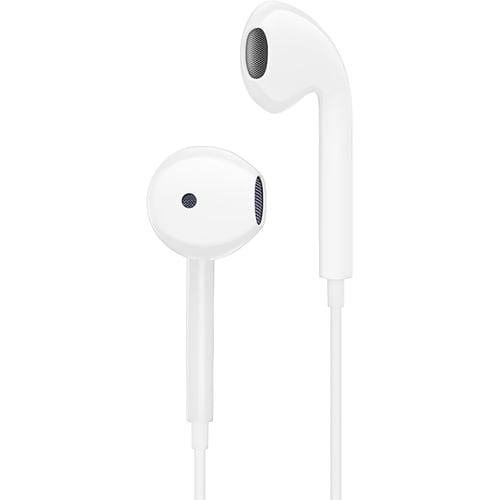 White wired gaming earbuds with L-shaped plug