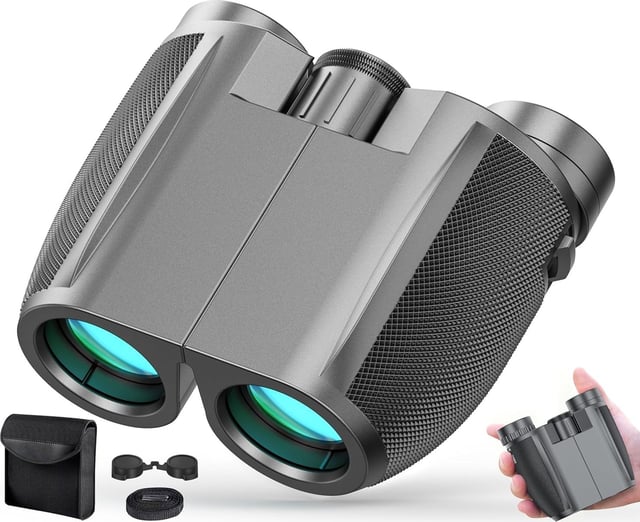 Binoculars 12x25 for Adults and Kids Night Vision Binoculars Compact Binocular Waterproof Binocular Wide Field of View for Bird Watching,Hiking,Hunting,Concert with Binocular Cases