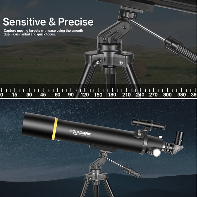 HUGERSTAR Telescope for Adults & Kids, 80mm Aperture 500mm (20X-150X) Professional Refractor Telescope for Astronomy Beginners, Portable Travel Telescopes with Tripod Phone Adapter, Stickers, Backpack - product photo 3 of 5