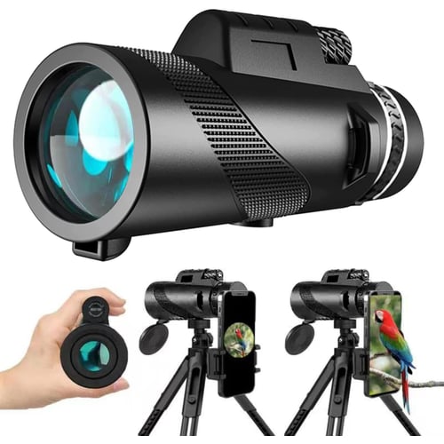 Monocular telescope with tripod setup for stargazing