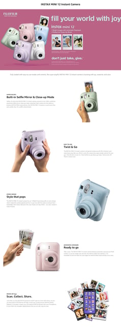 Fujifilm Instax Mini 12 Instant Camera - Blossom Pink - product photo 2 of 5