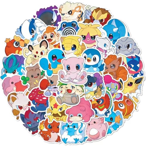 50pcs Cartoon Animal Sticker Pack spread out showing variety