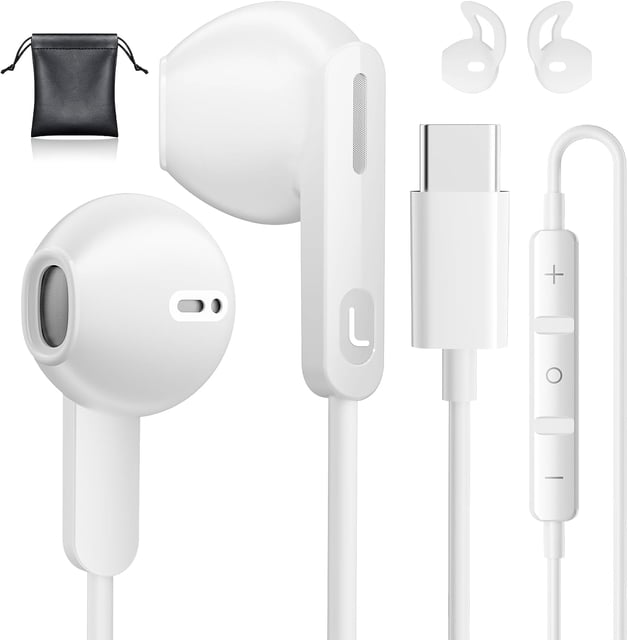 USB C Headphones Wired for iPhone 17 16 15, 2 Pack Type C Earphones with Microphone & Remote Control Noise Cancelling Wired Earbuds Compatible for iPhone 17/17 Pro/17 Pro Max/Air/16/15/16 15 Pro Max - product photo 5 of 5