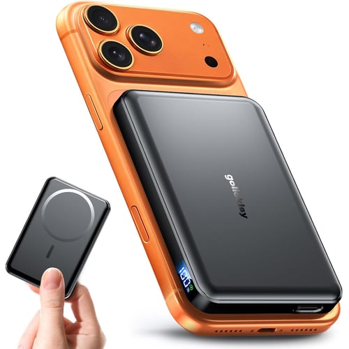 MagSafe magnetic power bank front view showing LED display