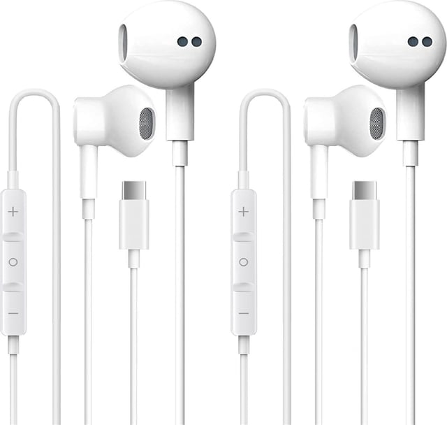 USB C Headphones 2 Pack, Type C Earphones with Microphone & Remote Control Noise Cancelling Wired Earbuds USB C for iPhone 17 16 15 Pro Max, iPad Pro, Samsung Galaxy S25 S24 Ultra, Pixel 9 - product photo 4 of 5