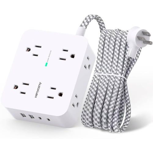 HANYCONY 8-Outlet Surge Protector with USB-C ports and braided cable