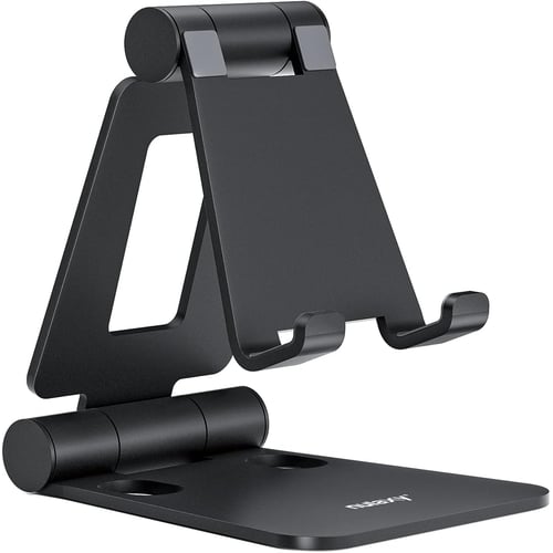 Nulaxy Dual Folding Phone Stand on desk in use