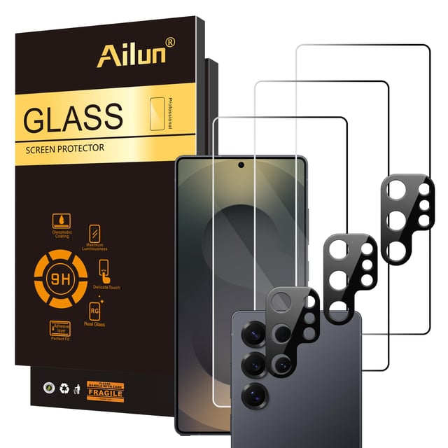 Ailun Glass Screen Protector for Galaxy S26 Ultra [6.9 Inch] 3Pack + 2Pack Camera Lens Tempered Glass Fingerprint Unlock 0.25mm Ultra Clear Anti-Scratch Case Friendly [Not For S26/S26 Plus] - product photo 2 of 5
