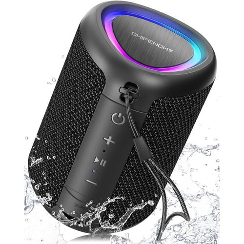 Portable Bluetooth Speaker front view with colorful LED lights