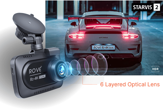 ROVE R2-4K DUAL Dash Cam Front and Rear, STARVIS 2 Sensor, FREE 128GB Card Included, 5G WiFi - up to 20MB/s Fastest Download Speed with App, 4K 2160P/FHD Dash Camera for Cars, 3" IPS, 24H Parking Mode - product photo 3 of 5