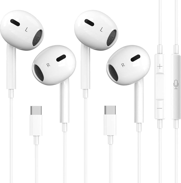 USB C Headphones 2 Pack, Type C Earphones with Microphone & Remote Control Noise Cancelling Wired Earbuds USB C for iPhone 17 16 15 Pro Max, iPad Pro, Samsung Galaxy S25 S24 Ultra, Pixel 9 - product photo 5 of 5