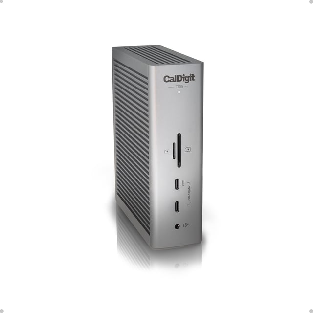 CalDigit TS5 - Thunderbolt 5 Dock - 15 Port, 140W Dedicated Host Charging, 80Gb/s Thunderbolt 5 x4, USB-C 10Gb/s x3, USB-A x2, 2.5GbE, Dual 8K@60Hz, SD & microSD UHS-II, 1m Braided Cable, 240W PSU
