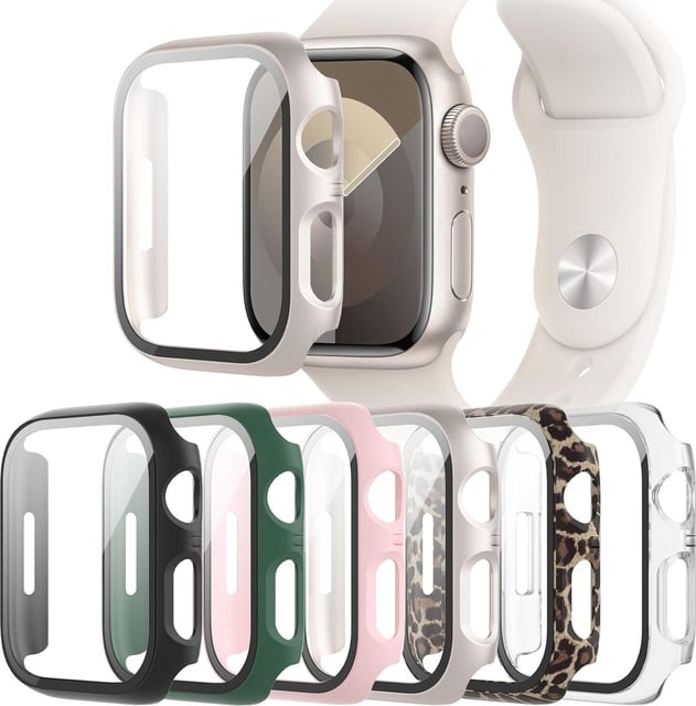 6-Pack Case with Tempered Glass Screen Protector Compatible with Apple Watch Series SE 3(2025)/SE 2/SE/6/5/4 40mm, Full Coverage Hard PC Protective Face Cover Bumper for iWatch 40 mm