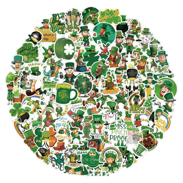 300 Pack St Patricks Day Stickers, Leprechaun Trap Supplies Irish Shamrock Clover Decals for Classroom Prizes, Envelopes, Scrapbooking, Party Favors - Cute Paddy‘s Day - product photo 4 of 5