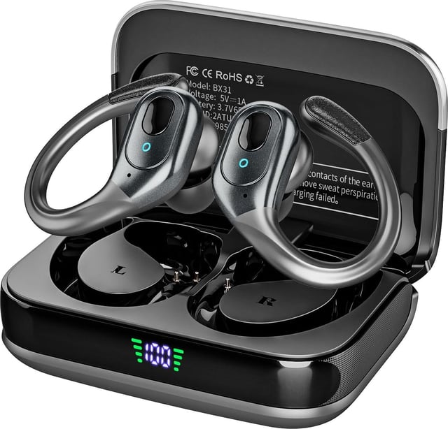Wireless Earbuds Bluetooth 5.4 Headphones, 54H Playtime Stereo Earphones with Noise Cancelling Mic, IPX7 Waterproof, Fast Charging and Comfort Fit Ear Buds for Fitness/Sports/Workouts/Travel Black - product photo 4 of 5