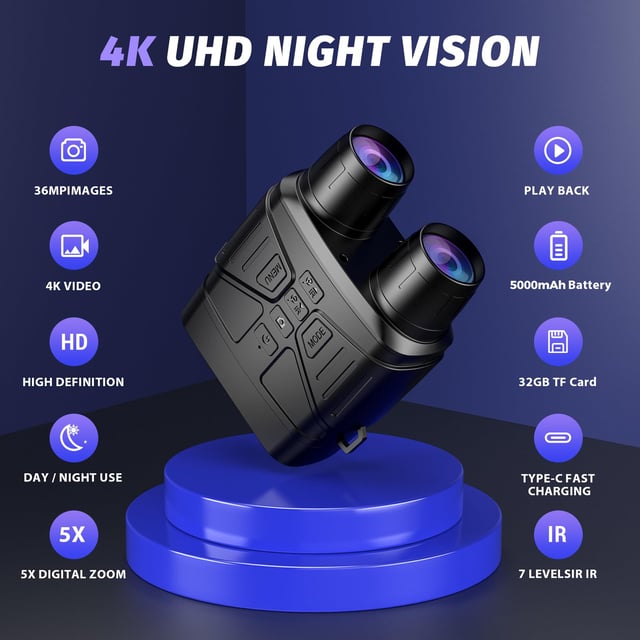 OAEBLLE Night Vision Binoculars for Kids, 48MP Camera 1080P Video Digital Binocular with 2.4" IPS Screen, Rechargeable Infrared Day Night Goggles, Camp Nature Exploration Toys for Boys Girls Ages 4-12 - product photo 3 of 5